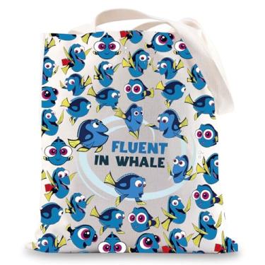 Imagem de BWWKTOP Sacola Nemo Dory para fãs de peixe Dory presente fluente em baleia bolsa de ombro desenho animado peixe presente Dory Merch, Fluente em baleia, One Size