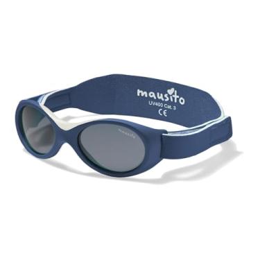 Imagem de Mausito Óculos de sol infantis para bebês de 0 a 24 meses com alça flexível e livre de BPA I 100% de proteção UV I design europeu, Azul marino, One Size