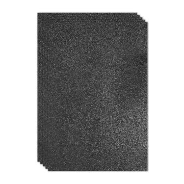 Imagem de PATIKIL Folha de espuma com glitter EVA preto brilhante 11,8 x 7,9 polegadas 2 mm de espessura com adesivo traseiro brilhante EVA Glitter feltro para projetos de artesanato DIY, 5 peças