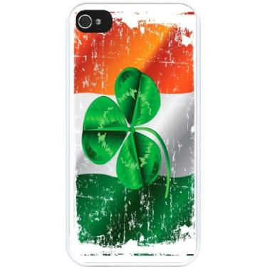 Imagem de Rikki Knight Capa para iPhone 4 e 4s com estampa de trevo na bandeira irlandesa (borracha branca com proteção contra choque) para Apple iPhone 4 e 4s