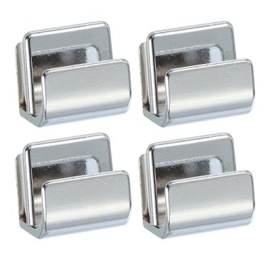 Imagem de PATIKIL Puxador de porta de vidro de 15/40.6 cm, aço inoxidável, 4 peças, clipes de porta sem perfuração, puxadores com parafuso para vitrine de gaveta de armário de vidro de chuveiro de 3-5 mm, prata