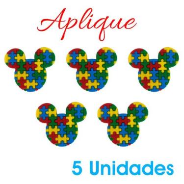 Imagem de Kit 5 Apliques Laços E Tiaras Autismo Autista Infantil - Etiquetas Exp