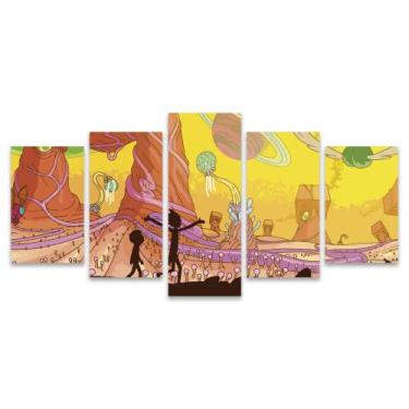 Imagem de Quadro Mosaico Decorativo Rick And Morty Animação Planeta Colorido - D