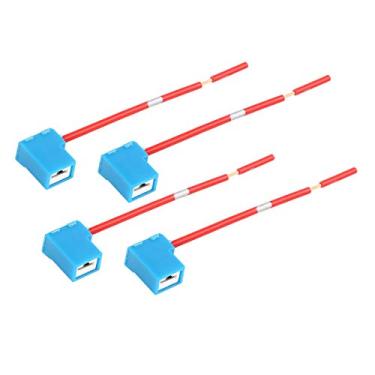 Imagem de uxcell Conector de chicote de fios cerâmicos DC 12V H1 H3 soquete de luz de carro 4 peças