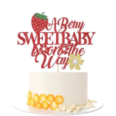 Imagem de Kaoenla Oh Baby Cake Topper, Baby Baptism or New Baby Boy Girl Gender Reveal Baby Party Cake Decor/Baby Booth Props Party (Sweet strawberries are on the way)