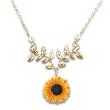Imagem de Colar Feminino "Sunshine" Girassol em Cobre Banhado a Ouro 51cm Ajustável – Significado, Estilo e Elegância - Acompanha Bolsa de Veludo