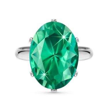 Imagem de Linawe Anéis femininos de diamante de zircônia cúbica Moissanita, anel grosso ajustável, ouro rosa/prata 14K, bijuteria de strass para casamento e noivado, Large, Vidro Pedra Strass Vidro Pedra,