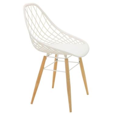 Imagem de Cadeira Tramontina Philo Branca Em Poliamida Com Pernas De Madeira 92088010