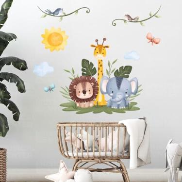 Imagem de Papel de Parede Adesivo Safari Infantil Quarto Bebê Kids Animais da Selva Decoração