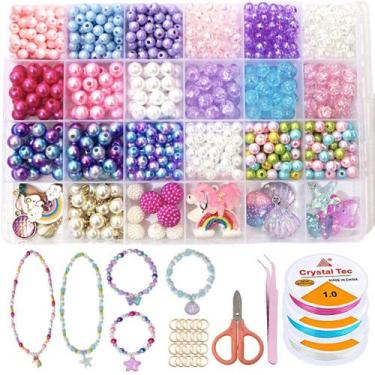 Imagem de Kit Miçanga Infantil Colorida Pérola Pulseiras 690 Pçs - Armarinhos Be