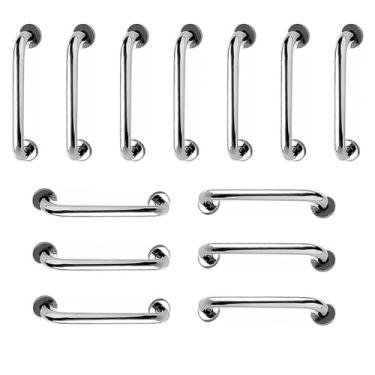 Imagem de Barra de Apoio 40cm Inox Kit 13 Unidades Banheiro Box Idoso Cadeirante Deficiente Acessibilidade Suporte Corrimao