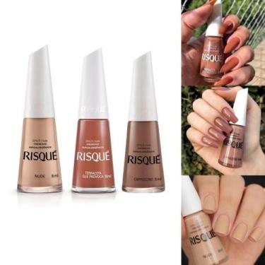 Imagem de Risque Levíssima  Esmaltes Tons Nudes Marrom Terracota Kit 4 cores Hip