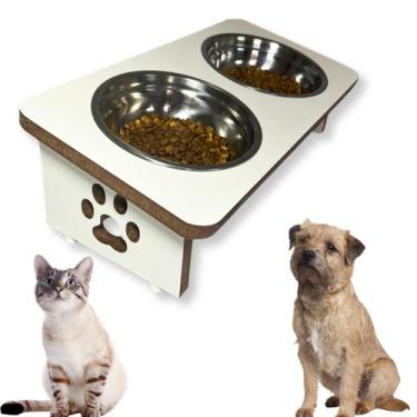 Imagem de Comedouro Elevado Pet Duplo Tigelas de Inox Fäcil limpeza - BT WOOD, B