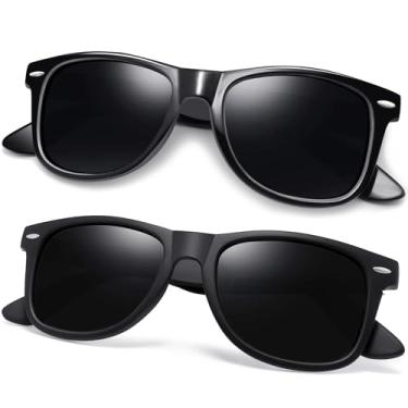 Imagem de Joopin Óculos de Sol Masculinos Femininos Polarizados Quadrado Óculos de Sol Esportivos para Dirigir UV Proteção (Fosco Preto+Clássico Preto Brilhante)