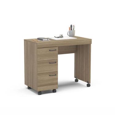 Imagem de Mesa Osaka 3 gavetas com rodízio Politorno, Castanho