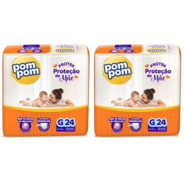 Imagem de KIT 2 Fraldas Pom Pom Derma Protek Jumbo Tamanho G 24 unidades