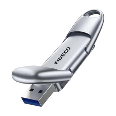 Imagem de FIDECO Unidade de estado sólido externa de 1 TB, SSD portátil USB 3.2 geração 2, até 1000 MB/s, SSD externo para iPhone 16/15 com portas USB-A e USB-C, design de liga de zinco