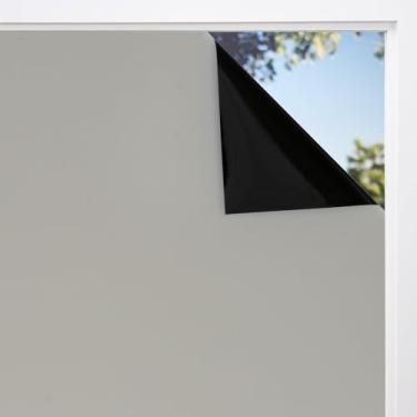 Imagem de Película blackout para janela com bloqueio solar para janela de vidro removível opaca escurecimento escuro escurecimento escurecimento escurecimento escuro (opaco completo - sem padrão, 48 cm x 192