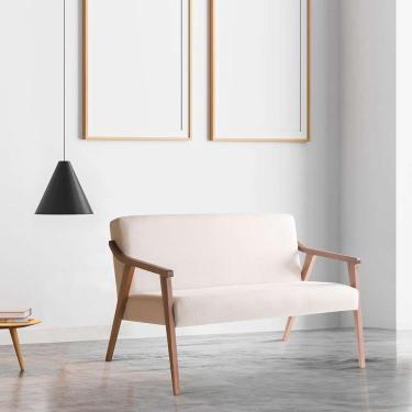 Imagem de Poltrona Namoradeira Flávia Algodão Bege Mescla e Nogueira