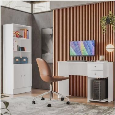 Imagem de Kit 2 Peças 1 Escrivaninha 2 Gavetas e 1 Armário Gamer 2 Portas Espresso Móveis