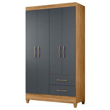 Imagem de Guarda Roupa Solteiro Chile 4 Portas Freijó Cinza - Moval