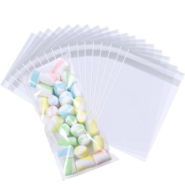 Imagem de PigPotParty Sacos de biscoito de celofane de 10 x 23 cm, autovedantes, 200 unidades de sacos de biscoito individuais de plástico transparente com selo, perfeitos para guloseimas, lembrancinhas de