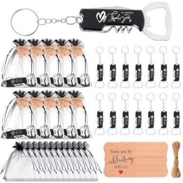 Imagem de Vesici Conjunto de 24 lembrancinhas de casamento para convidados, abridores de garrafas, chaveiros, abridores de garrafas de cerveja de vinho a granel, cartões de agradecimento, com sacos de presente