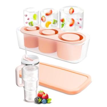 Imagem de Molde de bandeja de gelo para copo Stanley, molde de gelo 2025, bandeja de cubo de gelo de silicone com tampa para copo, máquina de gelo fácil de encher e liberar para uísque, coquetel, livre de BPA