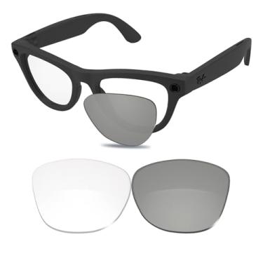 Imagem de Glintbay Lentes de óculos de sol de substituição totalmente precisas para lentes transparentes fotocromáticas Ray-Ban RW4010 Meta Series Classic Square Optics