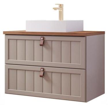 Imagem de Gabinete de Banheiro Sense com Cuba 80cm Cappuccino/Freijo - MGM