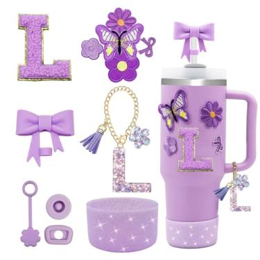 Imagem de XIANGYUAN Conjunto de 12 peças de acessórios para copo Stanley Cup 850 g 1,134 g copo com alça, incluindo capa de canudo de silicone e bota, tampa à prova de derramamento, pingentes Stanley, pingente