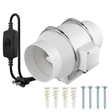 Imagem de CAMNWAMN Ventilador De Duto De 6 Polegadas, Exaustor Em Linha De Alta Eficiência De 75 W, Ventilador De Entrada De Duto De 390 Cfm, Sistema De Ventilação De Fluxo, Exaustor De Ar Para Banheiro, Cozi