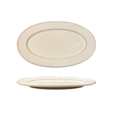 Imagem de Pratos e utensílios de mesa minimalistas domésticos, prato de salada de cerâmica ocidental criativo - SE círculo minimalista prato de peixe de 30,5 cm (rosa)