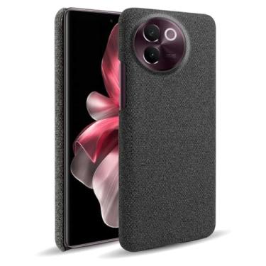 Imagem de Capa para vivo V30E 5G,Capa desenhada em lona,Case Protetora Ultrafina com Empunhadura Macia,Design em Tecido Antichoque e Antiarranhões-Black