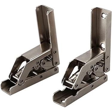 Imagem de Dobradiça dobrável de 90 graus, conversão de instalação simples, peça de suporte de mesa de 180 graus, dobradiça de aba oculta X2 acessórios de ferragens de aço inoxidável