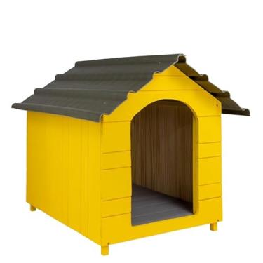 Imagem de Casa Casinha De Cachorro Reforçada Com Telhado Ecológico Extra Gigante N8 (Amarela)