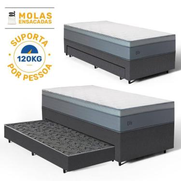 Imagem de Cama Box com Colchão de Molas Ensacadas Pillow In Elite + Auxiliar de Espuma Unique Solteiro 88cm