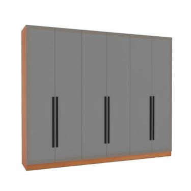 Imagem de Guarda-Roupa Casal Valência 6 Portas 4 Gavetas Freijó e Cinza