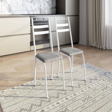 Imagem de Kit com Duas Cadeiras de Cozinha 92cm X 41cm X 34cm Branco/Grafiato