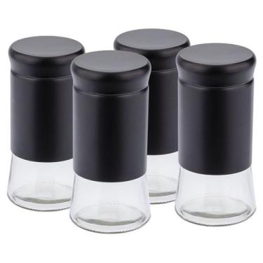 Imagem de Kit Quatro Porta Condimento e Saleiro Preto com Tampa Weck