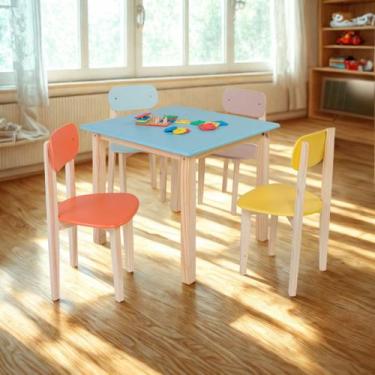 Imagem de Conjunto Infantil Mesa/Cadeira Modelo Colorê Madeira Pinus - Ravilar, 