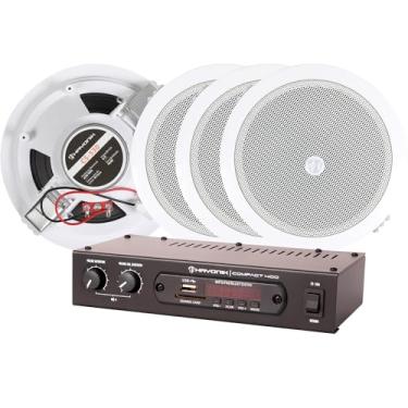 Imagem de HAYONIK, Kit de Som Ambiente com 1 Amplificador Compact 400 e 4 Arandelas CS-530, 400W, Arandela de 5", 2 Pontos de Fixação, Proteção UV
