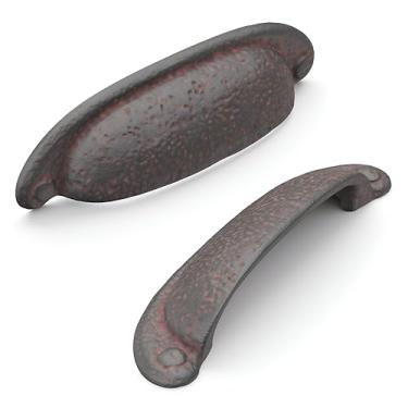 Imagem de Hickory Hardware Puxador de armário de cozinha de núcleo sólido, puxador de armário de luxo, ferragens para portas e gavetas de cômoda, orifício central de 96 mm, ferro rústico, coleção rústica
