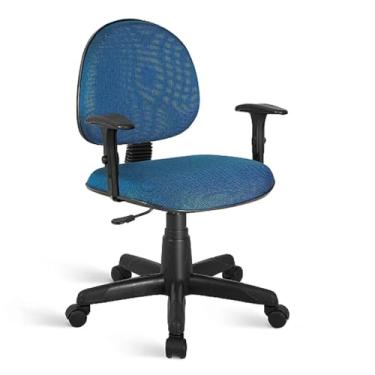 Imagem de Cadeira para Escritório Executiva Giratória Regall Azul/Preto com Braço Digitador, Estrela de Aço e Rodízios de Nylon - Home Gourmet