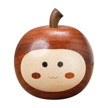 Imagem de Wswqop Pequena estatueta de maçã, ornamento para presente, mesa de maçã artificial, estátua de madeira esculpida à mão, simulação de fruta para o Natal, casa