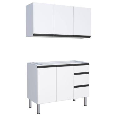 Imagem de Conjunto De Armário Suspenso E Balcão Para Pia Olinda Branco