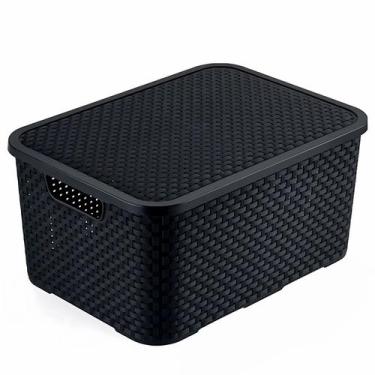 Imagem de Caixa Organizadora Mini Rattan Com Tampa E Pegadores Laterais Quartos 