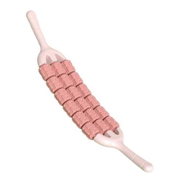 Imagem de rockible Rolo de massagem com bastão, rolo muscular, três fileiras, treinamento, ferramenta portátil de massagem para coxas, panturrilhas, costas, nádegas, Rosa