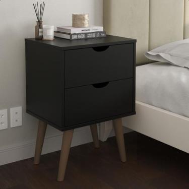 Imagem de Mesa de Cabeceira Organizadora Gavetas Madri Pés Palito Mesinha Latera