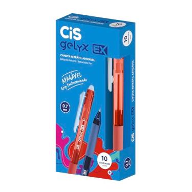 Imagem de Caneta Gel Retrátil Apagável 0.7mm, CIS Gelyx EX, Vermelha, Caixa com 10 unidades